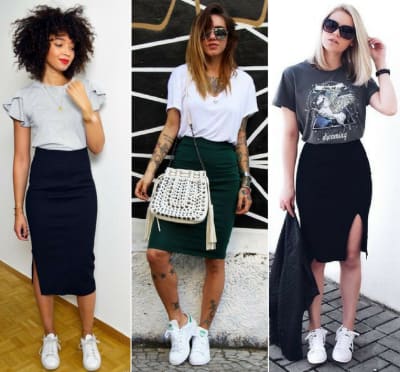 Pencil skirt sales casual look